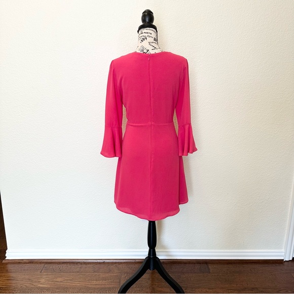 LULUS Center of Attention Magenta Flounce Sleeve Dress (S) - Picture 4 of 10